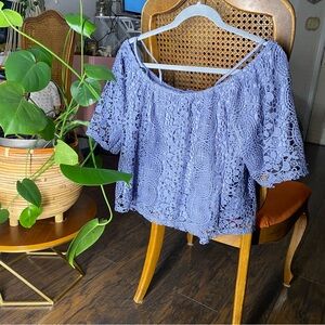 Elegant Lace Off-Shoulder Blouse in Blue Charlotte Russe Small
